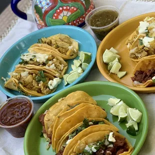 Chicken &amp; Carne Asada tacos. So good!