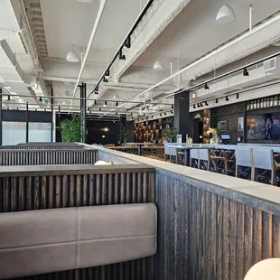 the interior of a modern restaurant