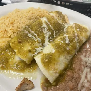 Chicken enchiladas with salsa verde