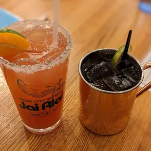 Blood orange margarita and coastal mule