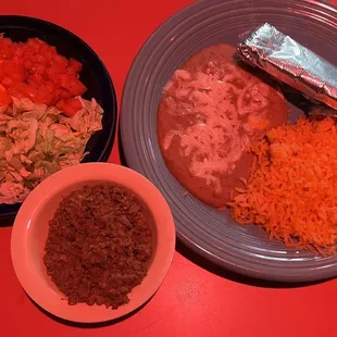 mexican food on a red table