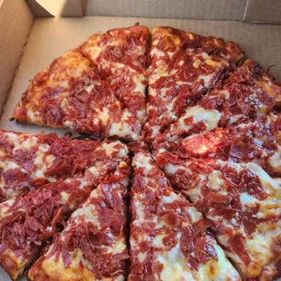 A small pepperoni pizza.