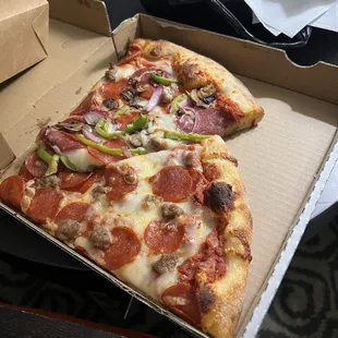 2 slices , was kinda late , they were ok nothing special