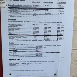 Current menu