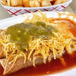 Rolled tacos with that green chile