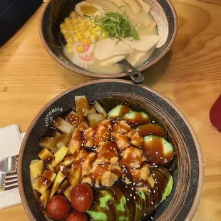 Chicken Ramen, Hawaiian Poke Bowl