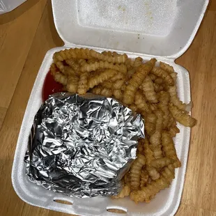 Big Baby Cheese Burgers with fries