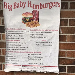 Outside menu