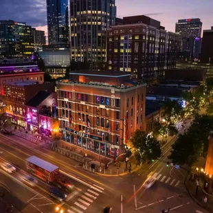 a city street at night