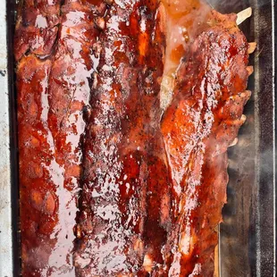 a close up of the ribs