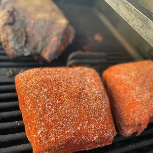 two steaks on the grill