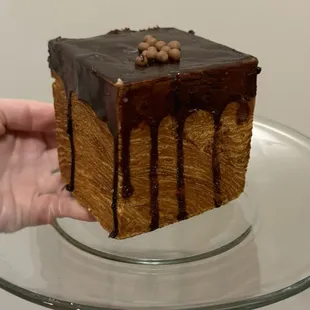 Chocolate filled croissant cube