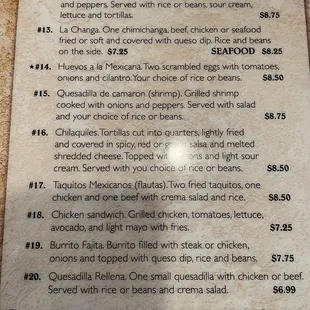 menu