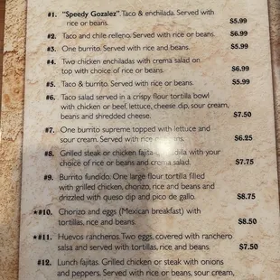 menu