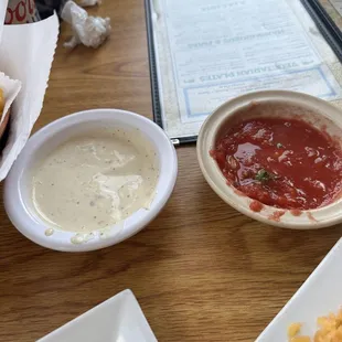 Salsa and white sauce