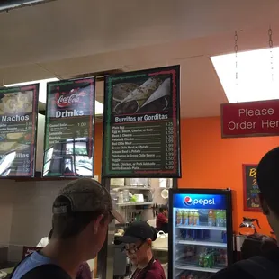 menus and ordering machines