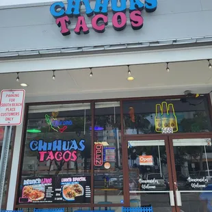 the front of the restaurant