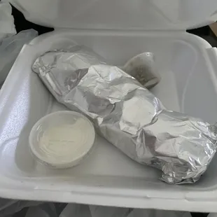 $10 burrito with a $1 side of sour cream