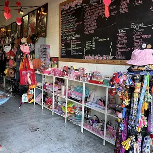 a display of clothing and accessories