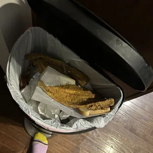 Unfortunately, this is where the fish ended up. Weird taste, not good