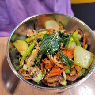 a bowl of food on a table