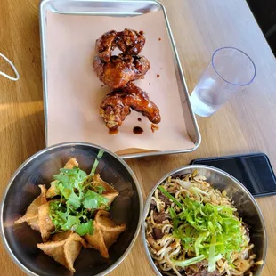 two bowls of food on a table