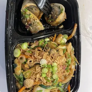 Veggie dumpling and noodles