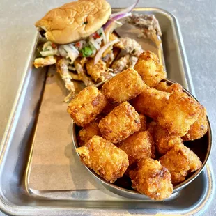 DELICIOUS Tempura Crab Sammie &amp; Tater Tots for lunch !