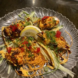 Baked mussels appetizer. Delicious.