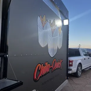 a truck parked in a parking lot