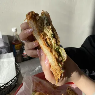 Cross section of the carne asada torta