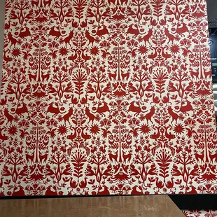 a red and white wallpaper