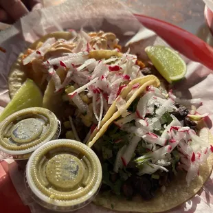 Al pastor, carnitas and carne asada tacos