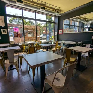 Lots of seating in an airy space