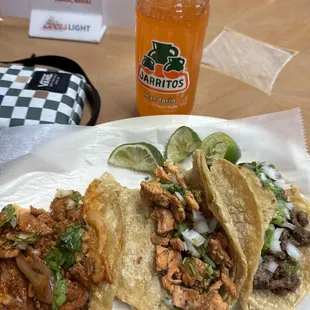 Al pastor, pollo, and asada tacos