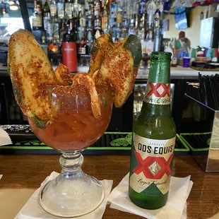 Shrimp Michelada with a XXX