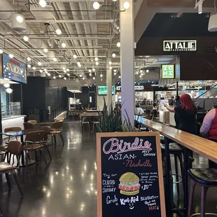 Indoor seating and food court