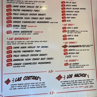 a menu for a mexican restaurant