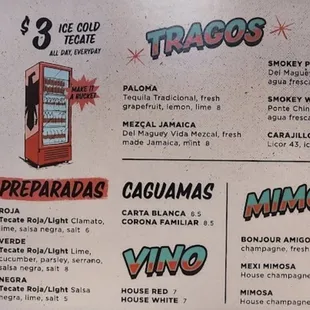 a menu for a mexican restaurant