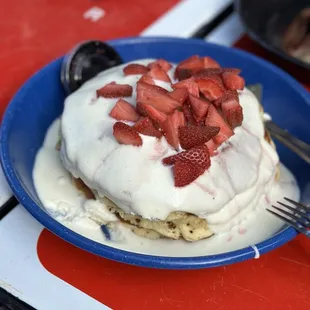 Fresas con crema pancakes
