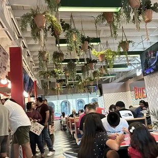 Eating area, line to order and then they give you a number to go sit down where they bring the food out to you