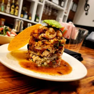 Huge all seafood tostada. Had to show case these foods.