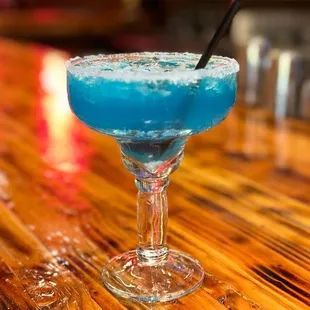 a blue cocktail