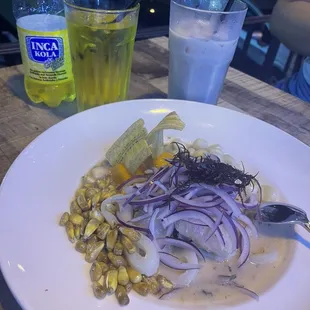 Inca Kola , Horchata (16 Oz) , Ceviche Mixto