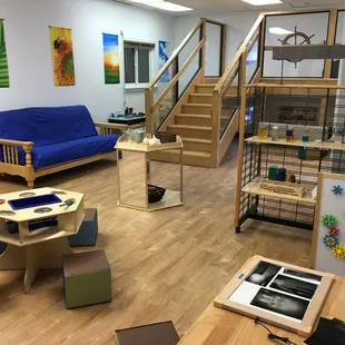 Our Exploratorium is like a children&apos;s science and math museum. It features a pirate ship loft with port holes and sea creatures.
