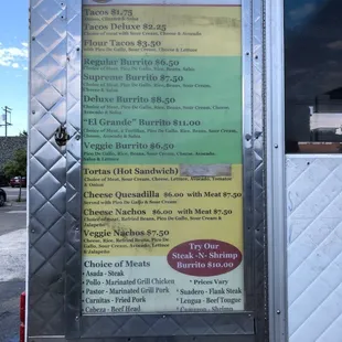 The menu