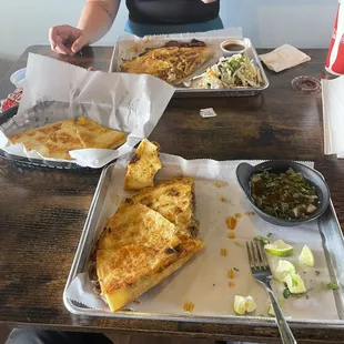 Birria quesadilla, kids quesadilla, and the triple B quesadilla.