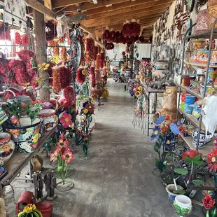the inside of a flower shop