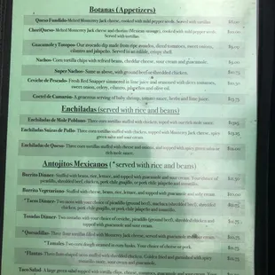 Menu left side