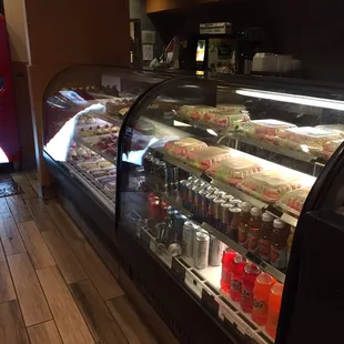 Dessert, drinks, and salad display